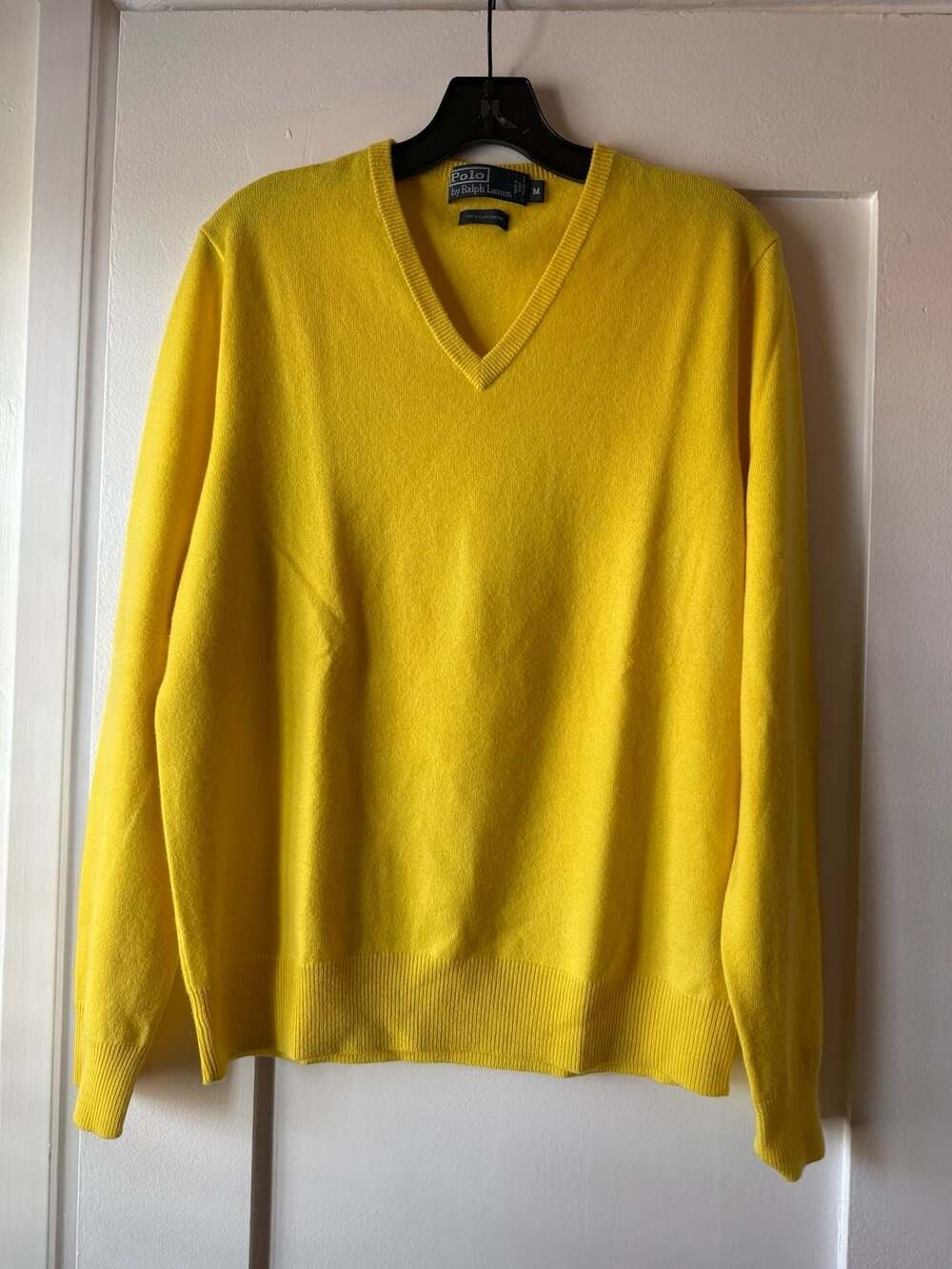 Polo Ralph Lauren Men's Yellow 100% Cashmere V-Neck Sweater Size M